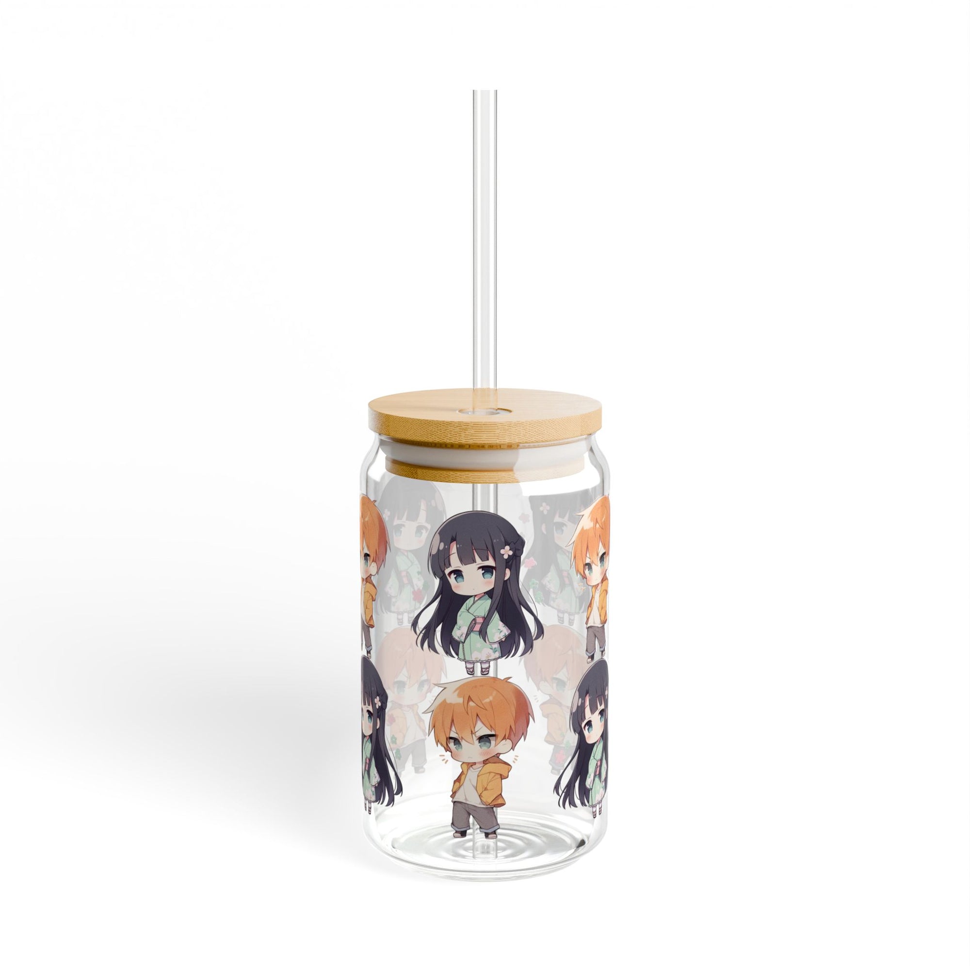 Fruits Basket Anime Glass Cup with Straw and Lid 16oz 01