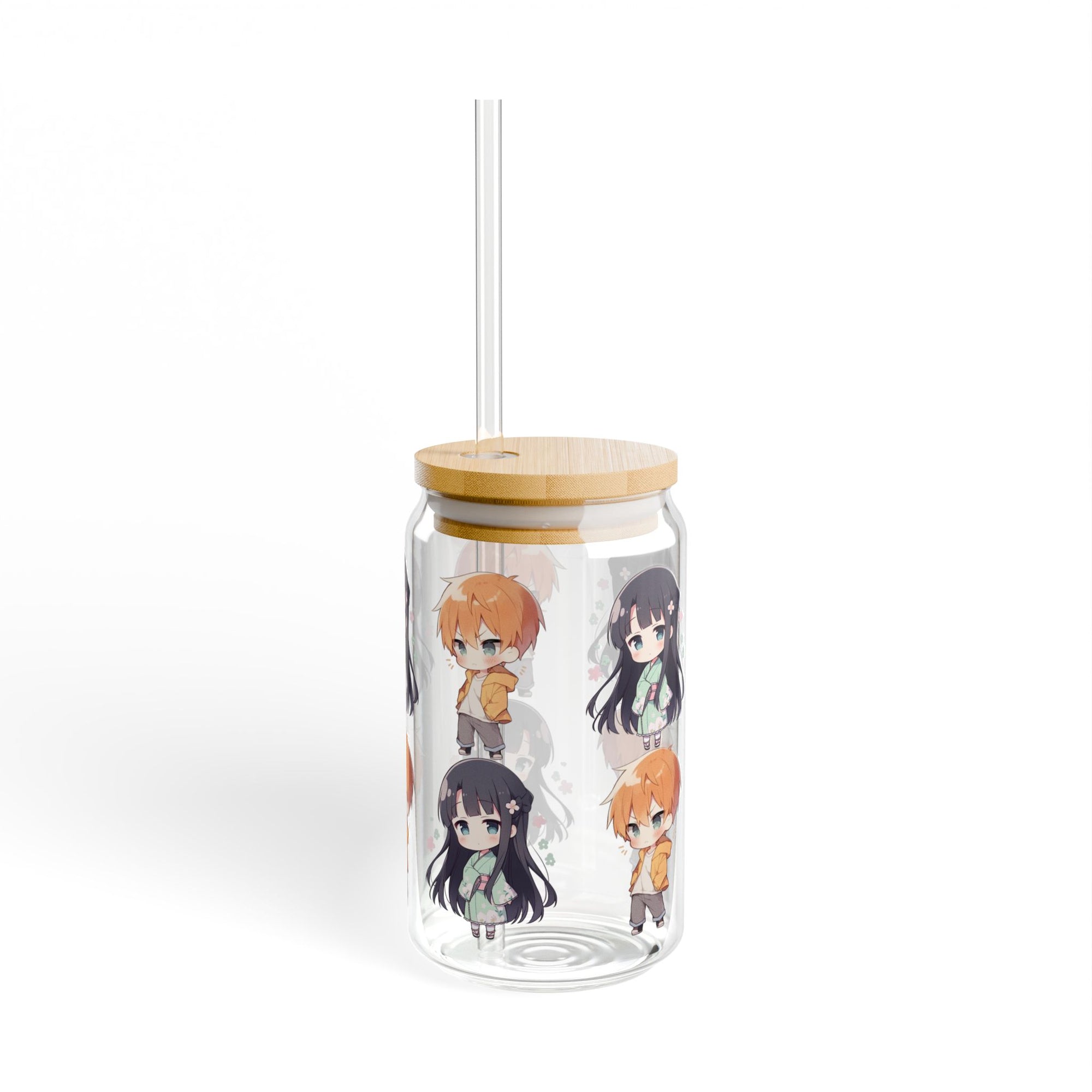 Fruits Basket Anime Glass Cup with Straw and Lid 16oz 01
