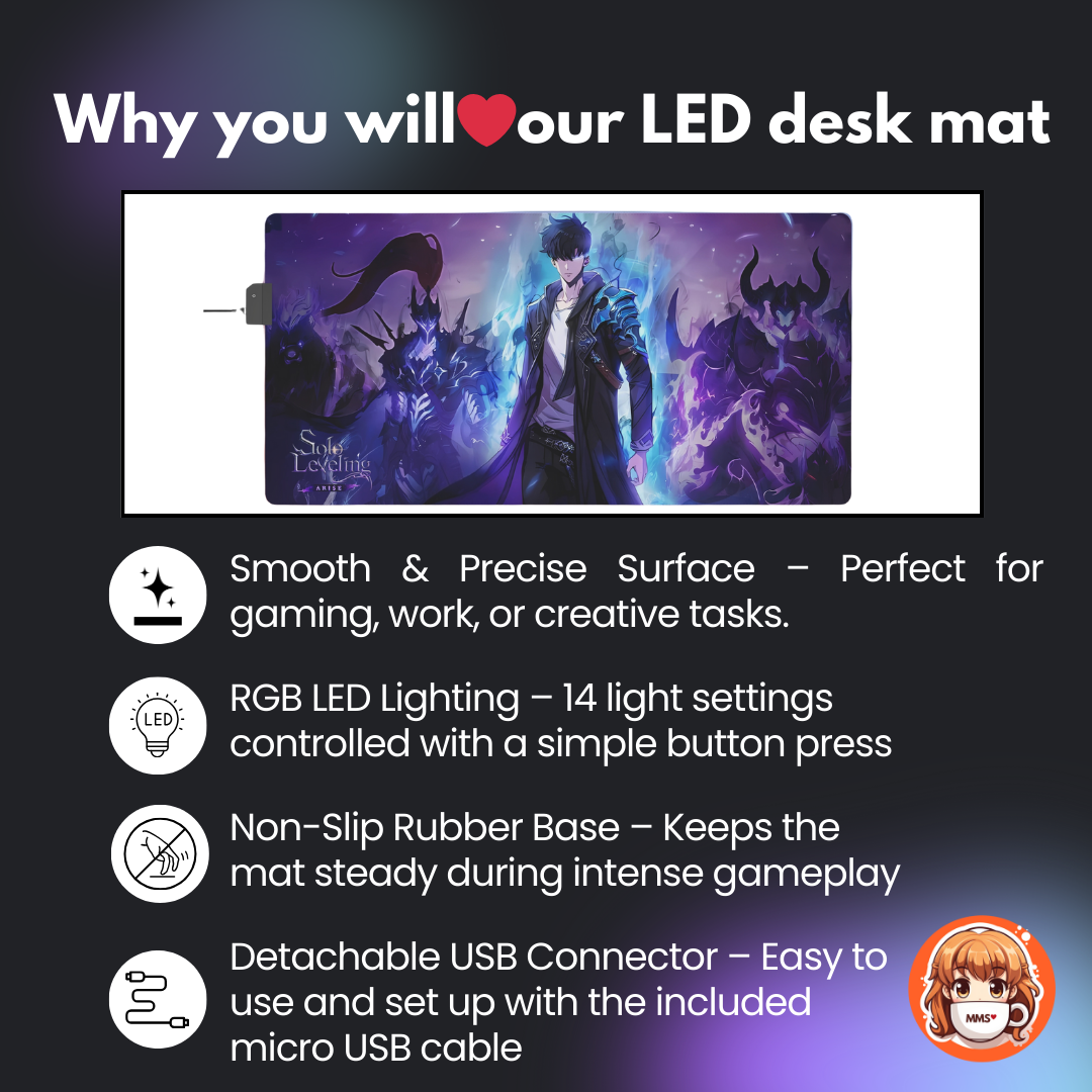 Solo Leveling LED Anime Desk Mat Jinwoo 01