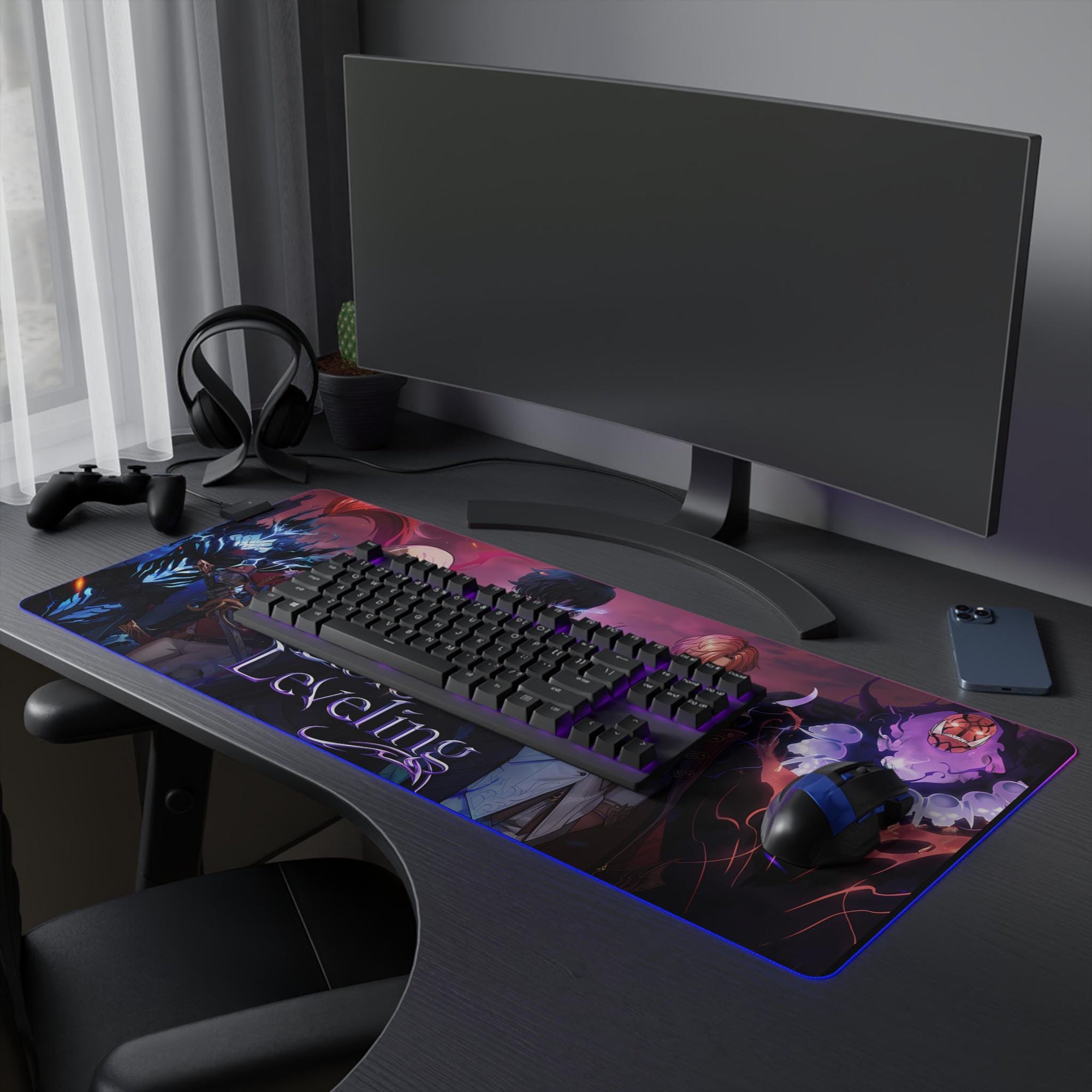 Solo Leveling LED Anime Desk Mat Jinwoo 05