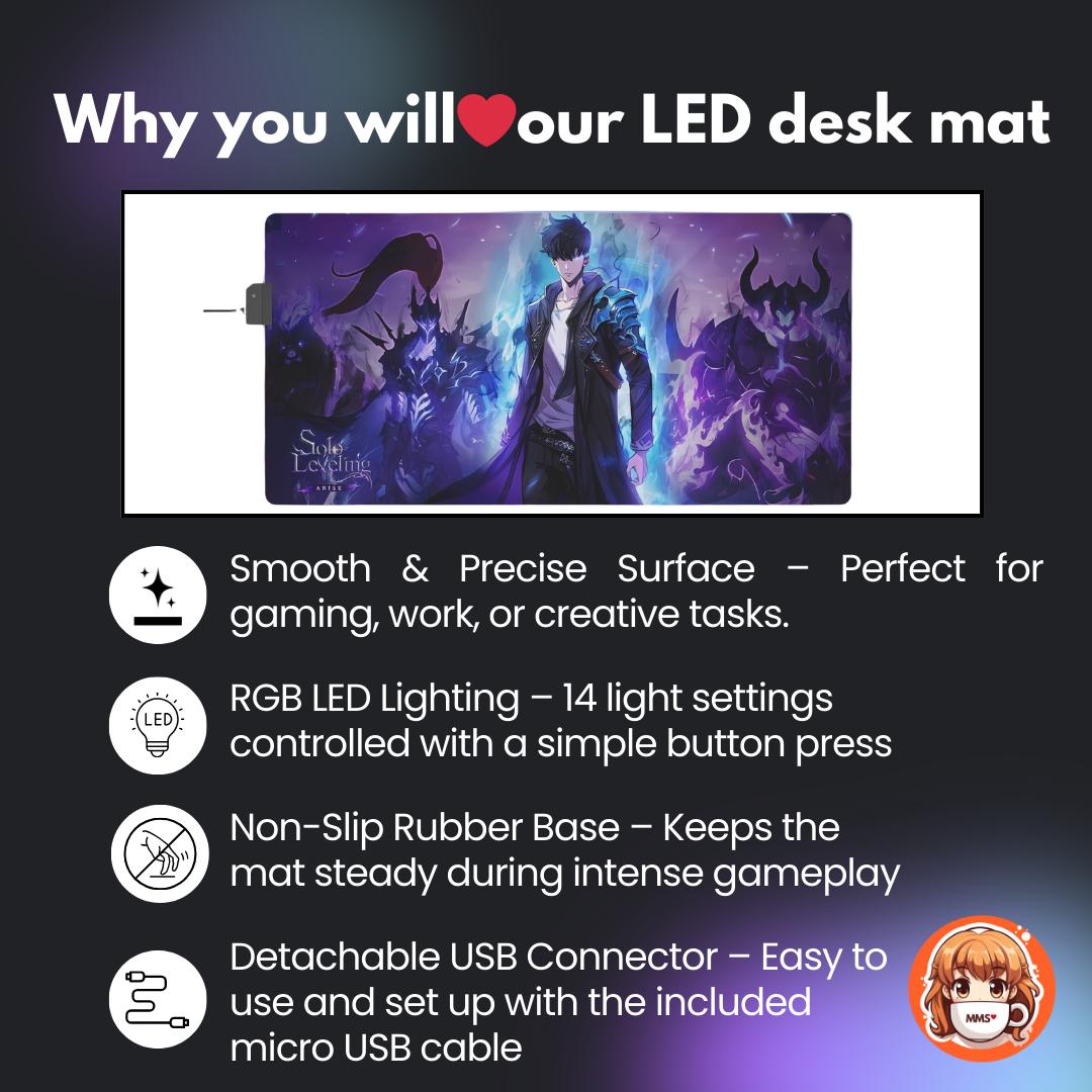 Solo Leveling LED Anime Desk Mat Jinwoo 04