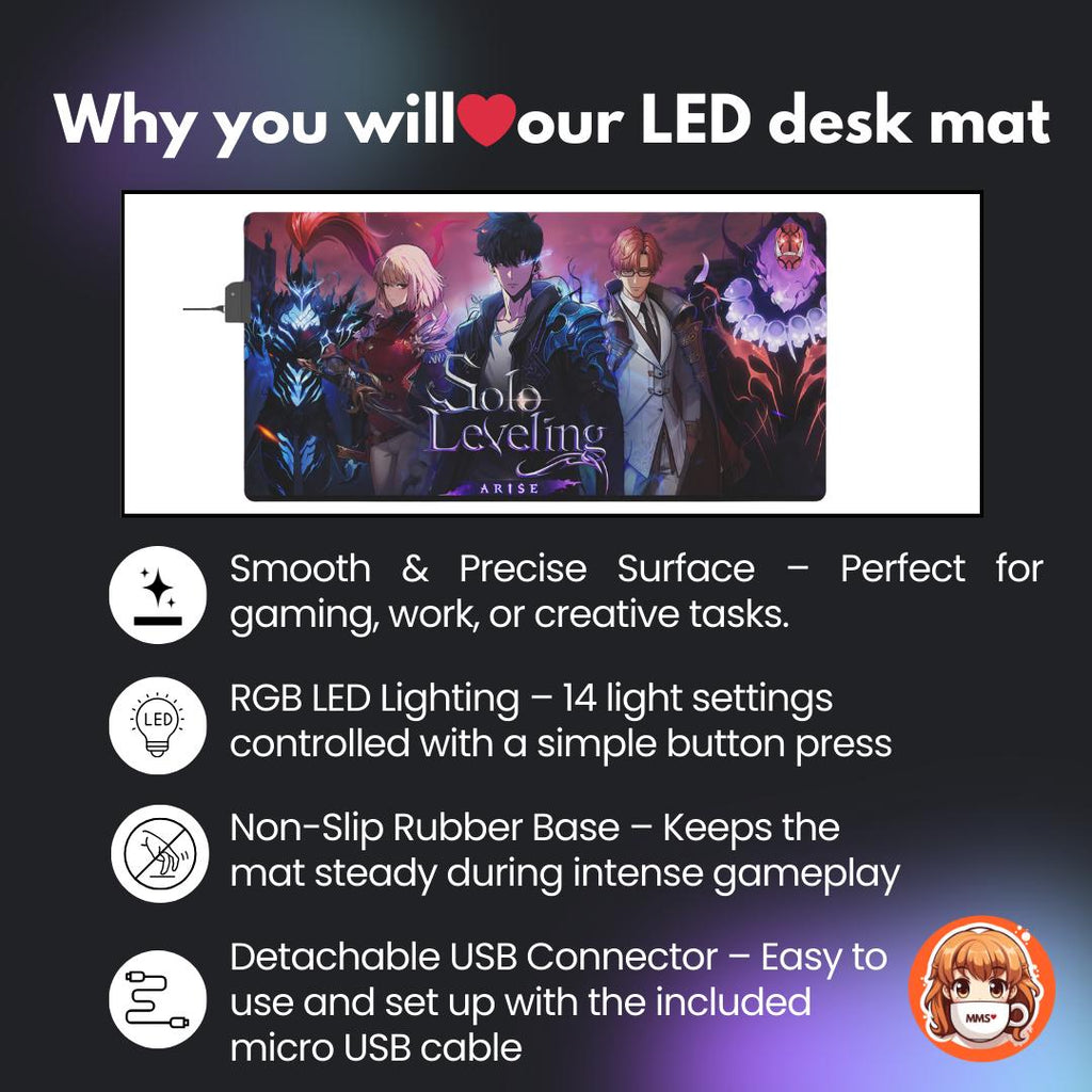 Solo Leveling LED Anime Desk Mat Jinwoo 05