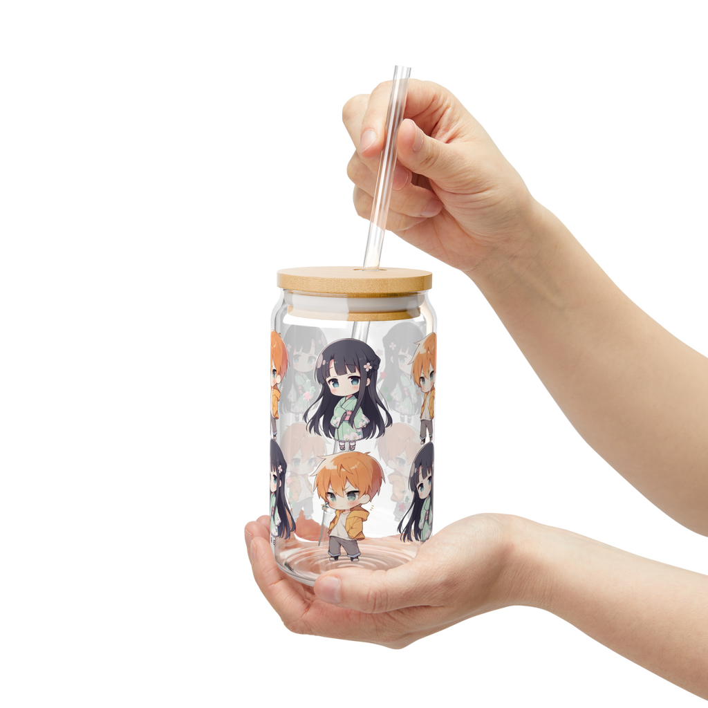 Fruits Basket Anime Glass Cup with Straw and Lid 16oz 01