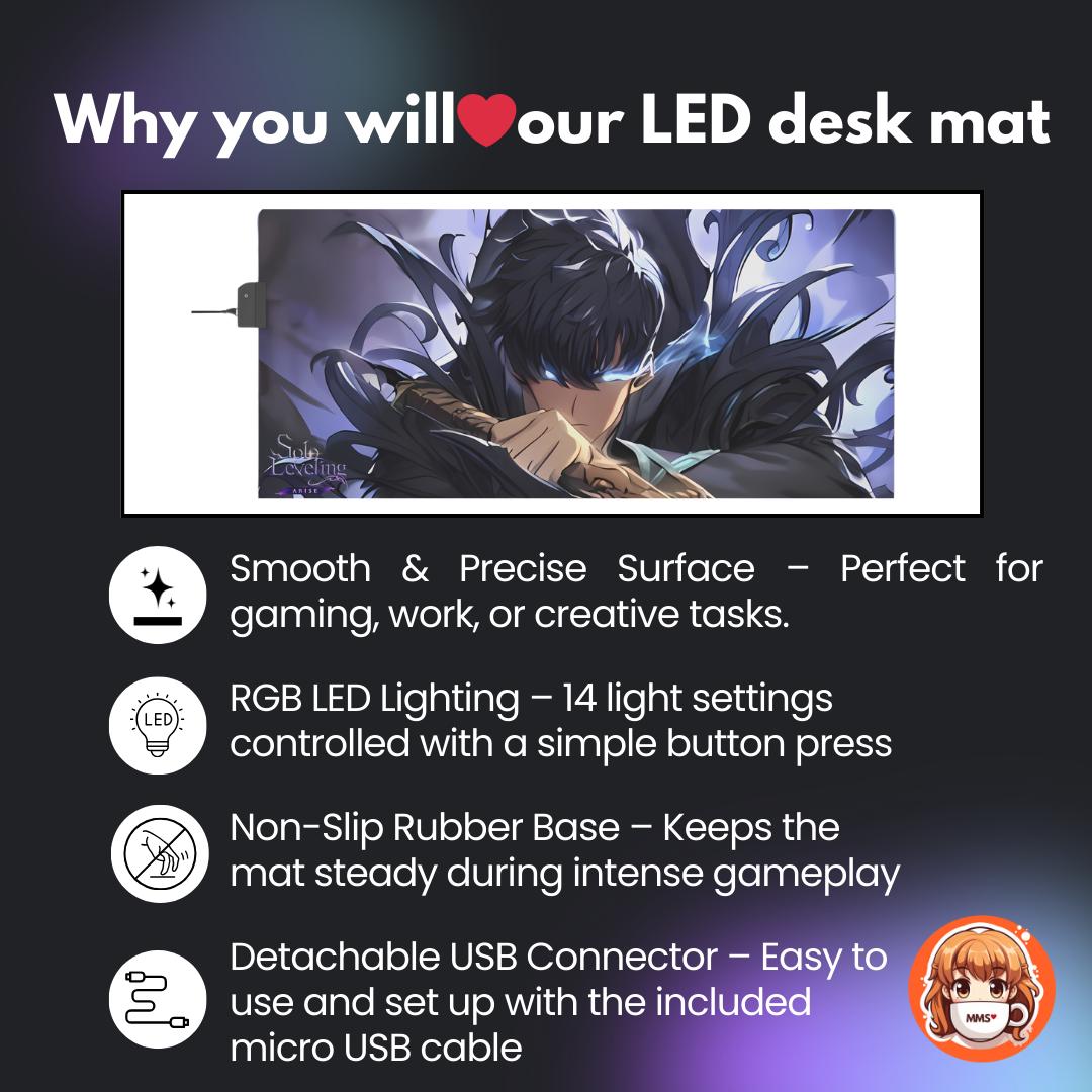 Solo Leveling LED Anime Desk Mat Jinwoo 02