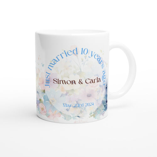 10th Aluminium Wedding Anniversary Mug — Personalized Gift for Couples, Family, & Friends 10
